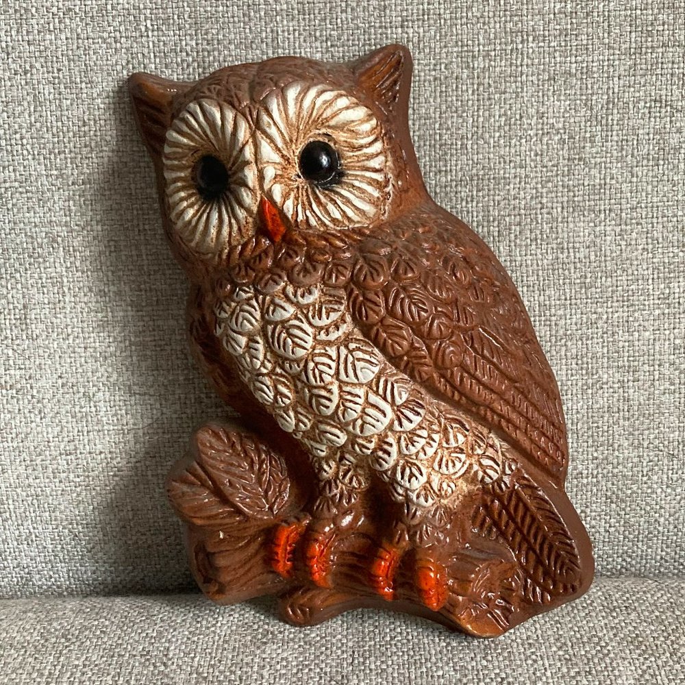 1970's vintage foam owl wall hanging